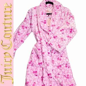 Juicy Couture JC Logo Cherry Print Plush Robe